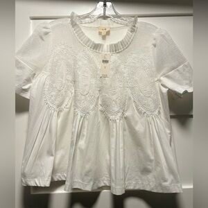 White Lace Detail Women's Top